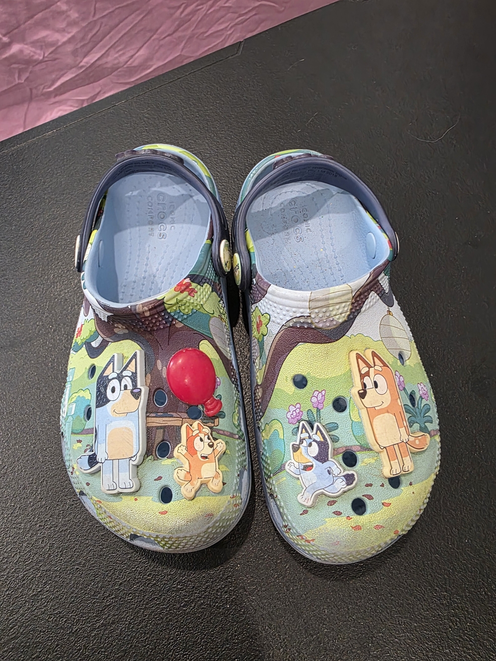 CROCS Kids Character Clogs - Light Blue & Green Scene